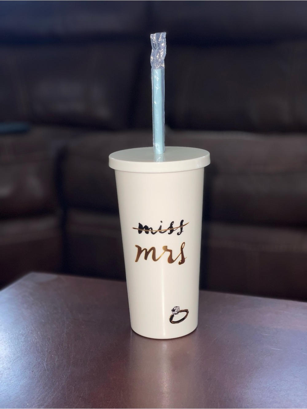 Kate Spade - Bridal 'mrs' Tumbler with Blue Straw